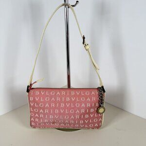 BVLGARI Pink Logomania Canvas Pochette Baguette Bag